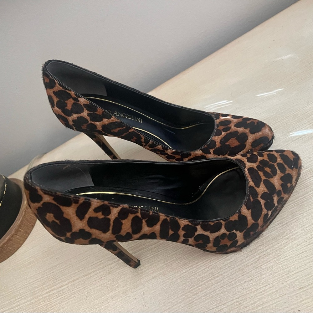 Enzo Angiolini Leopard Print Haircalf Pumps 7 Animal Print Stiletto Heels 4.5” - Picture 3 of 6